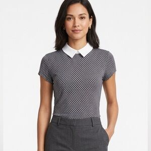 Ann Taylor Black and White Patterned Blouse